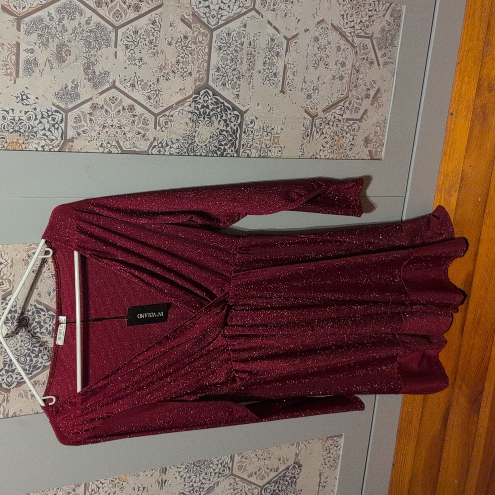 Sparkling Burgundy Long Sleeve Dress